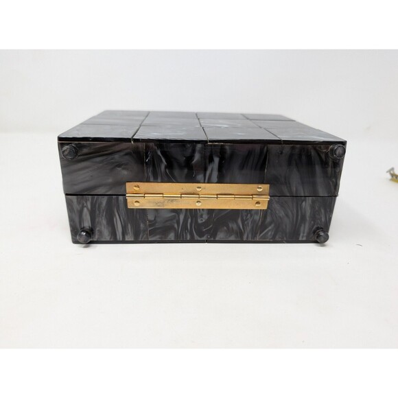 Vintage StyleCraft Handbag Purse Black Pearlized Marbled Lucite Vanity 60s As Is - Picture 5 of 11